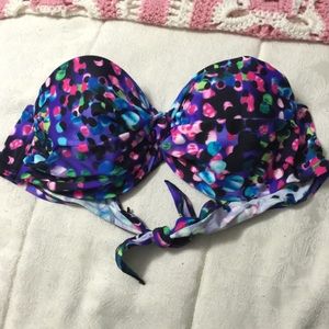 Purple "Animal Print" Strapless Bathing Suit Top