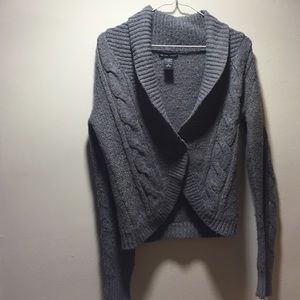Gray New York & Company Cable Knit Cardigan