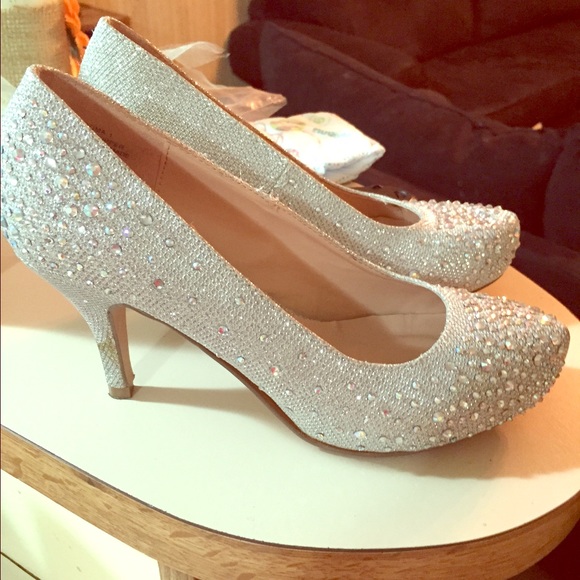 Sparkly silver heels