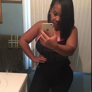 Black latex waist trainers