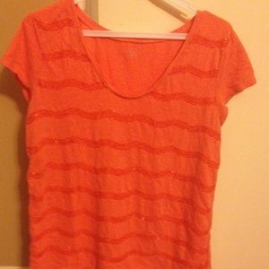 Loft orange short-sleeve top with sequins