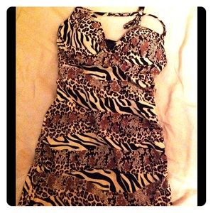 Zebra/ cheetah print one piece swimsuit