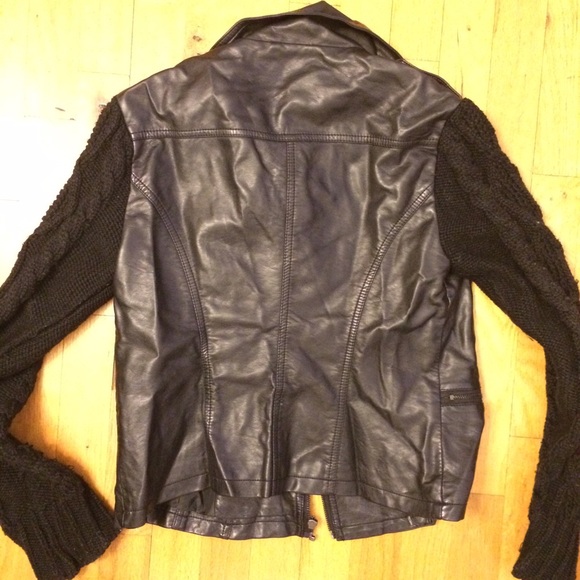 67% off Zara Jackets & Blazers - leather motorcycle jacket w knit sleeves...