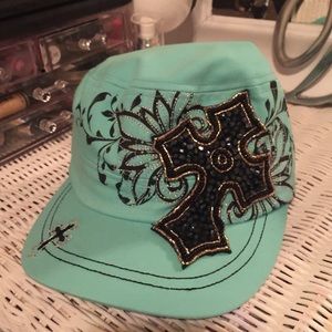 Tiffany blue bling hat💙