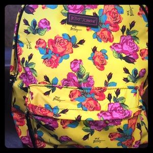 Betsey Johnson colorful yellow roses back pack