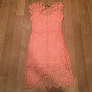 lace peach colored dress
