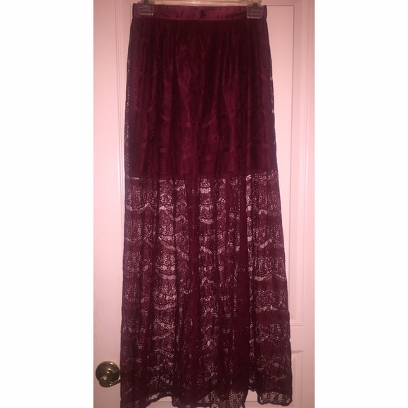 Burgundy Lace Skirt