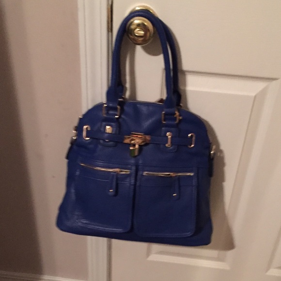 Blue 2 zipper handbag