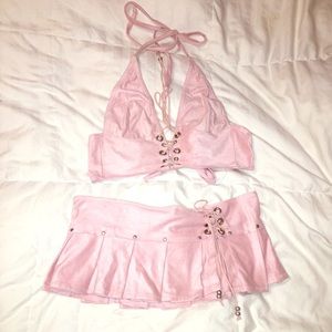 Cute Pink Halter Set