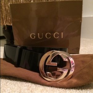 💯 Authentic Patent Leather Gucci Belt