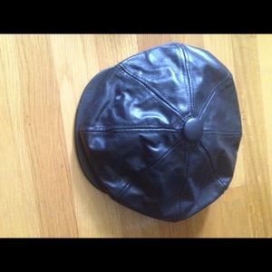 Black leather cap