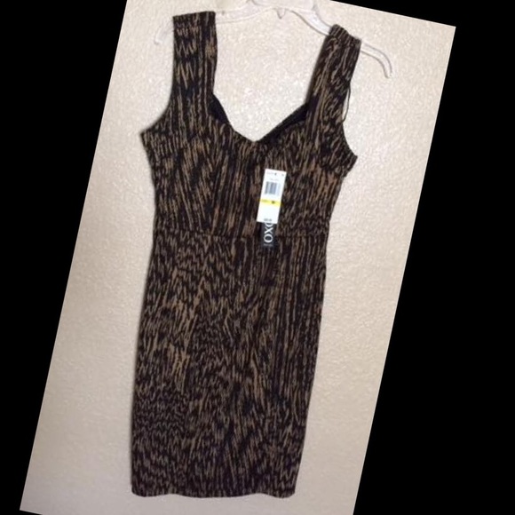 XOXO SLEEVELESS BLACK/TAN FALL SEASON DRESS, NEW! - Picture 2 of 3