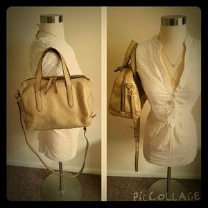 Fossil Sydney Gold Leather Satchel