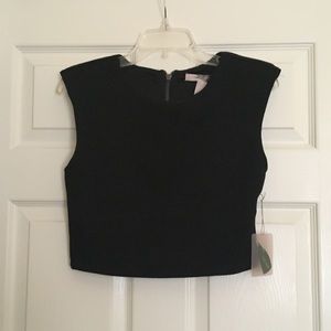 Black Crop Top with Back Zipper