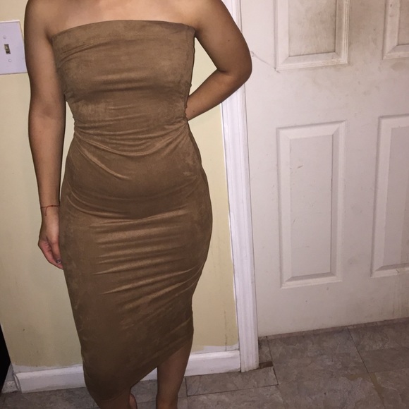 Tube suede midi dress