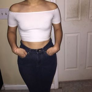 Cropped off shoulder top