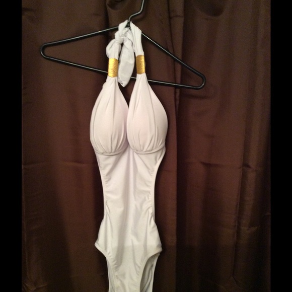 White and gold swimsuit new without tags