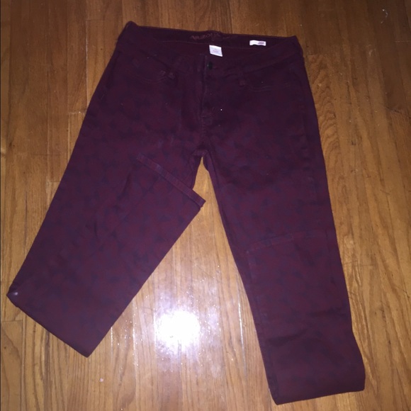 Burgundy Printed Skinny Jeans size 9
