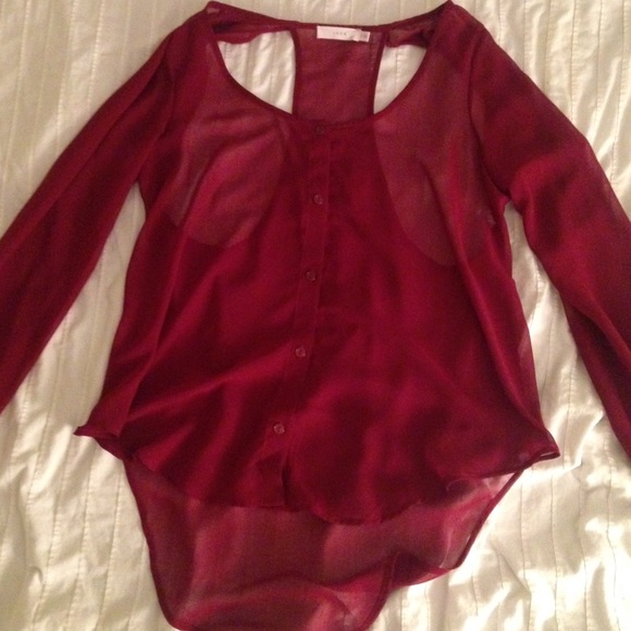 Burgundy, sheer top. - Picture 1 of 1
