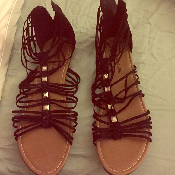Black gladiator sandals with studs. Size 11