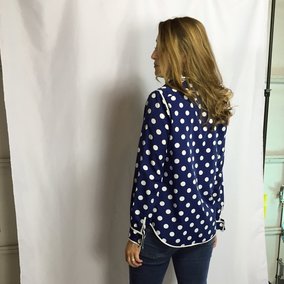 Vintage blue & white pokadot shirt - Picture 3 of 4