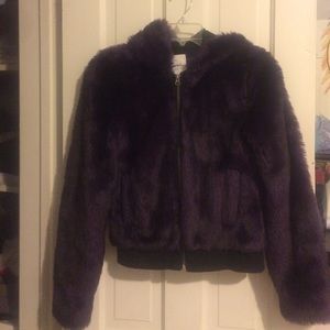 Purple faux fur jacket