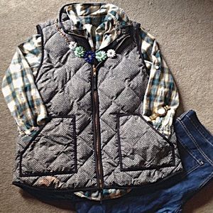 Herringbone Excursion Puffer Vest (Black Trim)