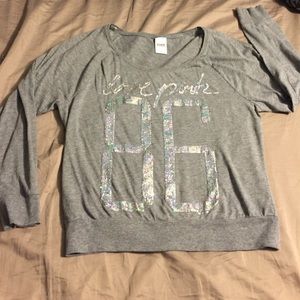 VS PINK gray sequenced top