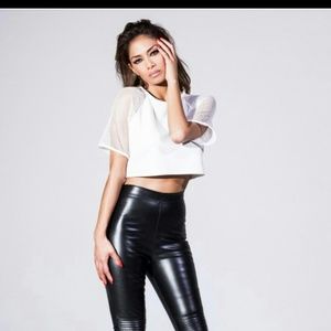 Missguided White  Fishnet Crop Top US4