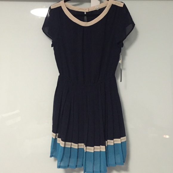 Blue,Micro Pleat Dress - Picture 1 of 4