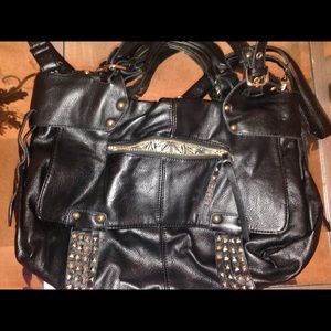 Black gold spiked bag