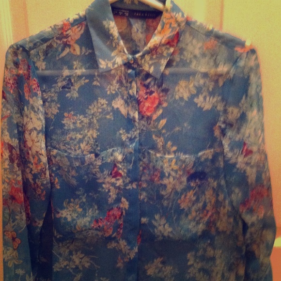Zara floral blouse