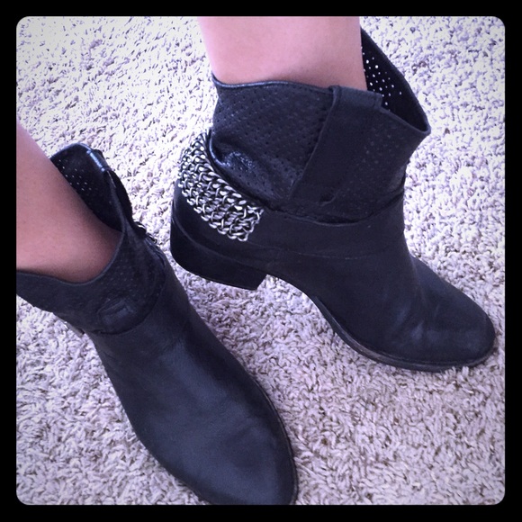 Black leather boots.