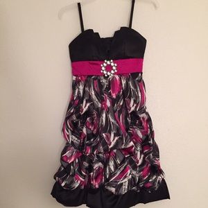Short Pink & Black Formal Dress