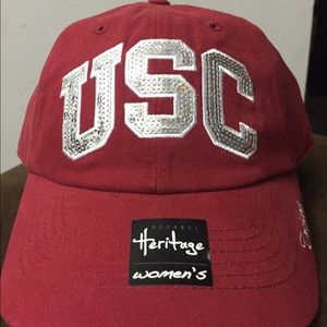 USC hat dark red with silver sequin logo
