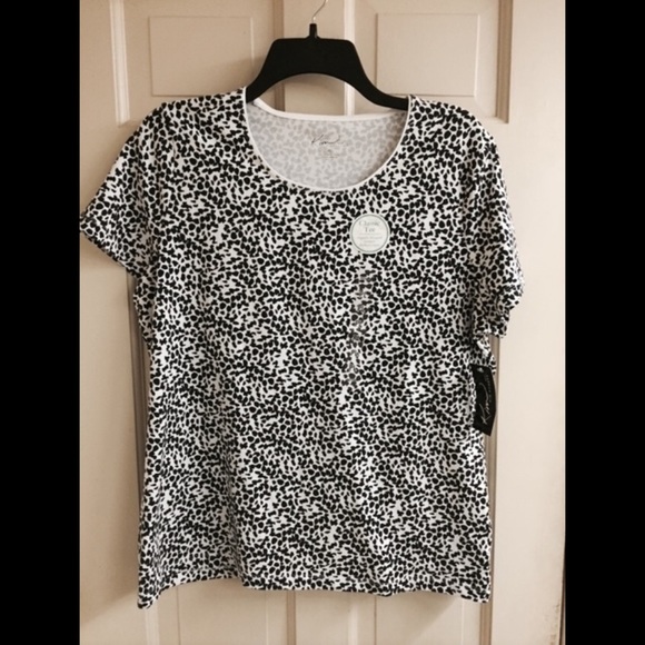 Brand New Black & White Petite Large Classic Tee