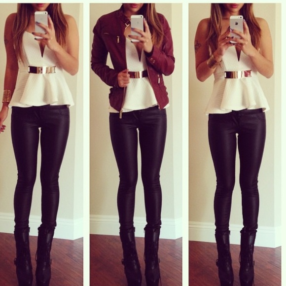 White strapless peplum shirt