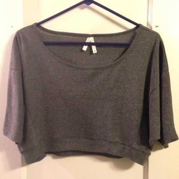 Cute, Gray, Medium crop top shirt