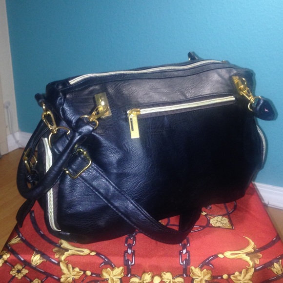 New ASOS Black PU Leather Bowler Bag