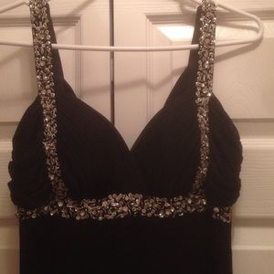 Black beaded floor length gown