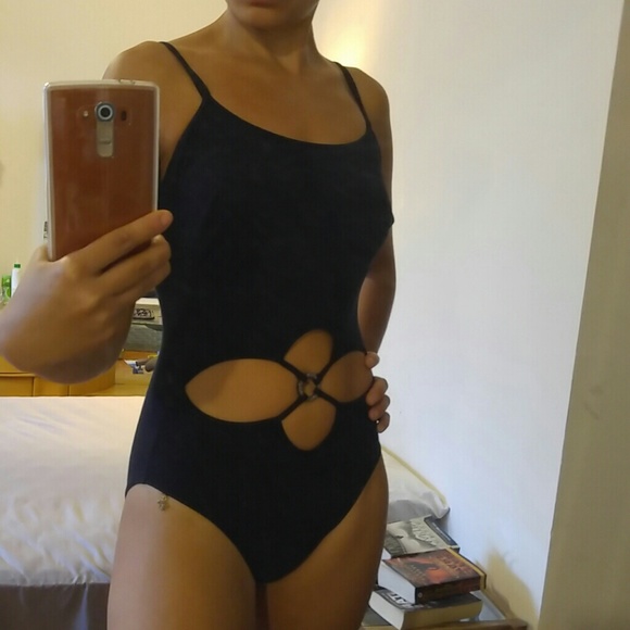 Vintage black cut-out swim suit
