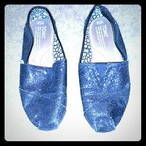 Black glitter Tom's size 7.5