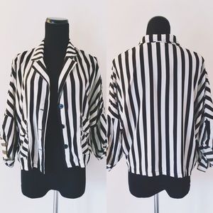 Forever 21 Cream & Black Striped Jacket