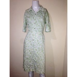 Vintage lime green floral print dress