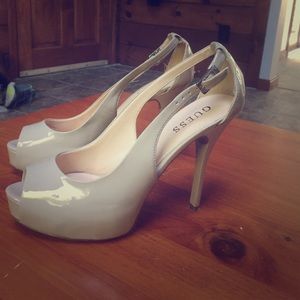 Guess peep toe nude heels, like brand new