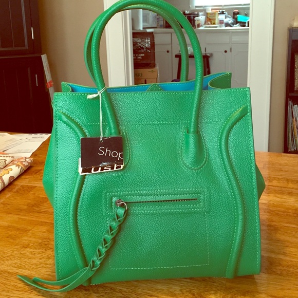 Shop Lush leather lift off kelly green tote
