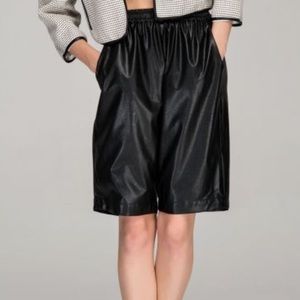 Faux Leather Longline Shorts