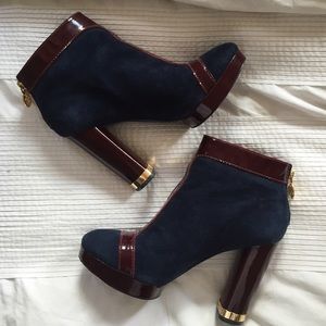 Tory Burch suede patent leather boots