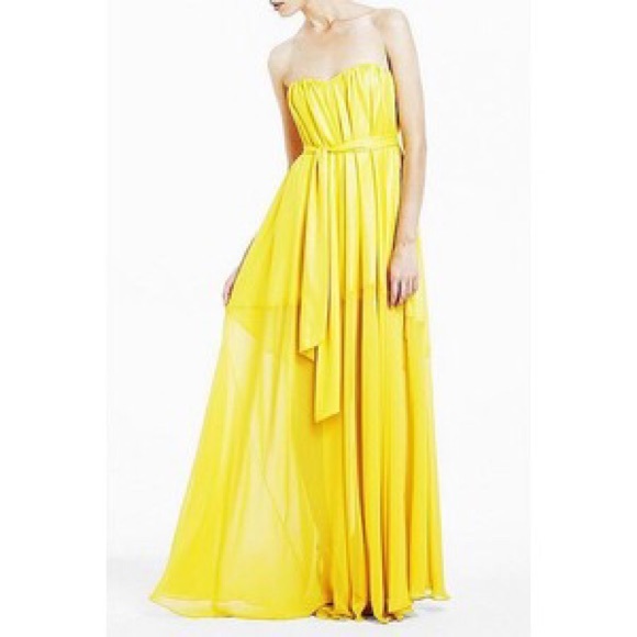 BCBG MAXAZRIA yellow chiffon gown - worn once