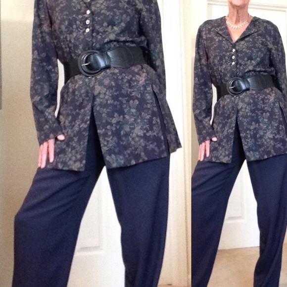 2-Piece Florial Design Pant Suit